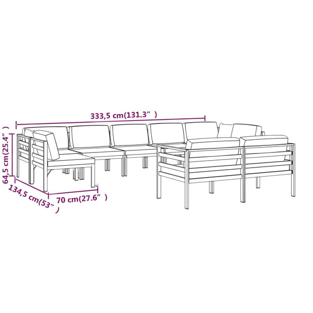 9 Piece Patio Lounge Set with Cushions Aluminum Anthracite