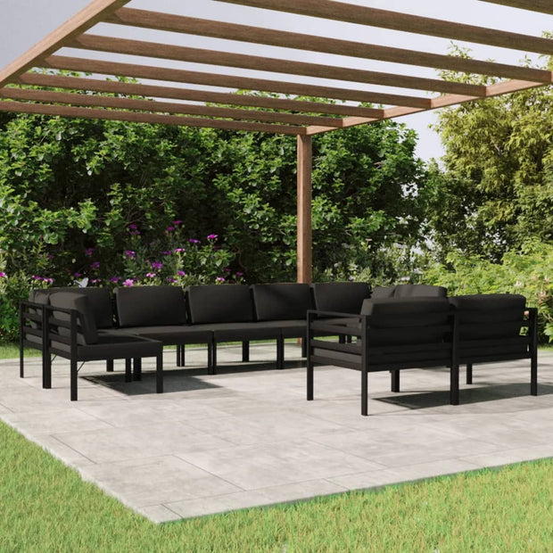 9 Piece Patio Lounge Set with Cushions Aluminum Anthracite