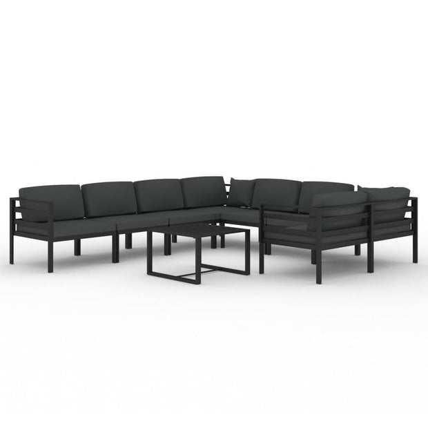 9 Piece Patio Lounge Set with Cushions Aluminum Anthracite