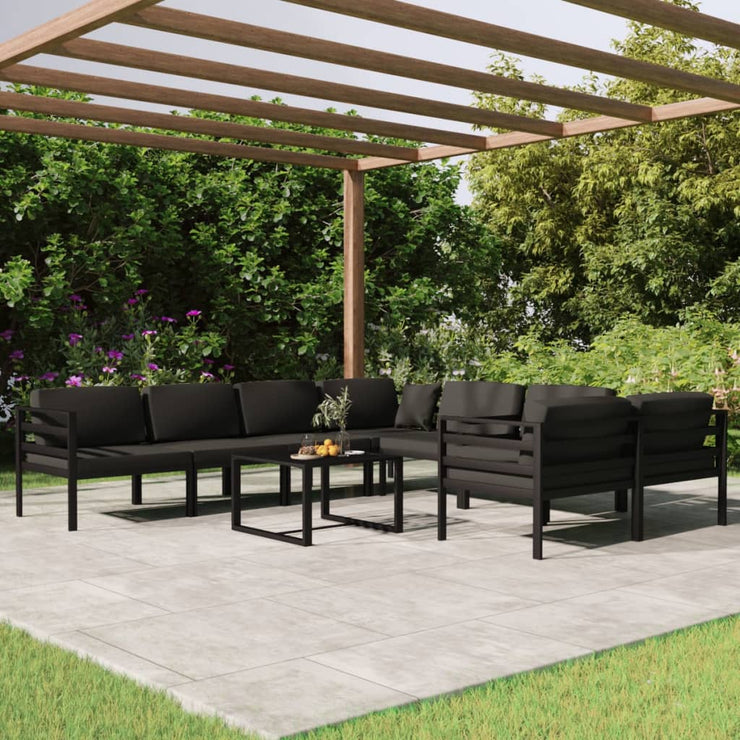 9 Piece Patio Lounge Set with Cushions Aluminum Anthracite