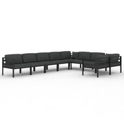 9 Piece Patio Lounge Set with Cushions Aluminum Anthracite