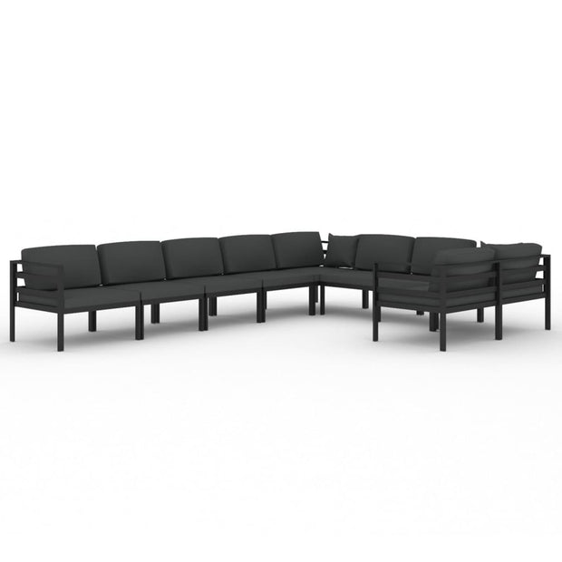 9 Piece Patio Lounge Set with Cushions Aluminum Anthracite