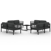 9 Piece Patio Lounge Set with Cushions Aluminum Anthracite