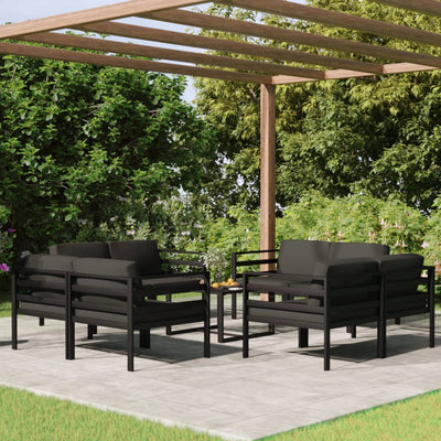 9 Piece Patio Lounge Set with Cushions Aluminum Anthracite