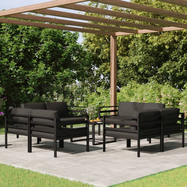 9 Piece Patio Lounge Set with Cushions Aluminum Anthracite