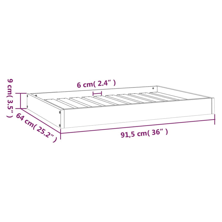 Dog Bed 36"x25.2"x3.5" Solid Wood Pine