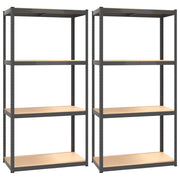 4-Layer Shelves 2 pcs Anthracite Steel&Engineered Wood