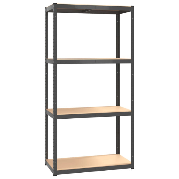 4-Layer Shelves 2 pcs Anthracite Steel&Engineered Wood