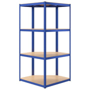 4-Layer Corner Shelf Blue Steel&Engineered Wood