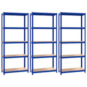 5-Layer Shelves 3 pcs Blue Steel&Engineered Wood