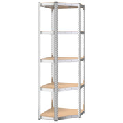 5-Layer Corner Shelf Silver Steel&Engineered Wood