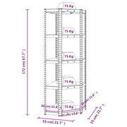 5-Layer Corner Shelf Silver Steel&Engineered Wood