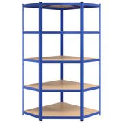 5-Layer Corner Shelf Blue Steel&Engineered Wood