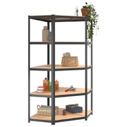 5-Layer Corner Shelf Anthracite Steel&Engineered Wood