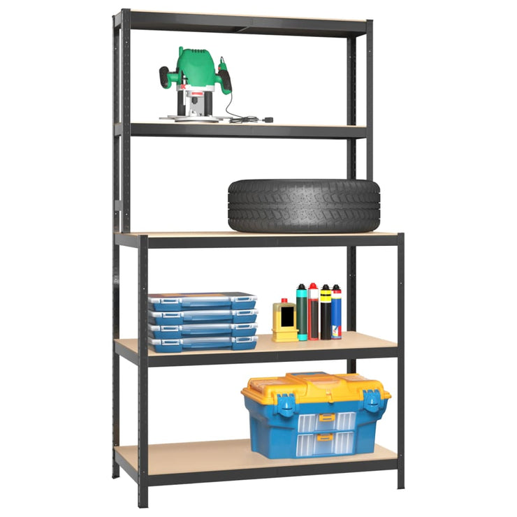 5-Layer Work Table with Shelves Anthracite Steel&Engineered Wood