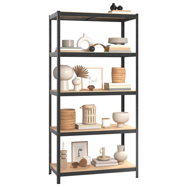 5-Layer Heavy-duty Shelf Gray Steel&Engineered Wood