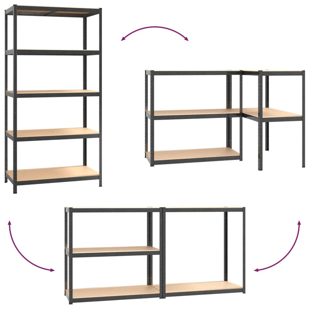 5-Layer Heavy-duty Shelf Gray Steel&Engineered Wood