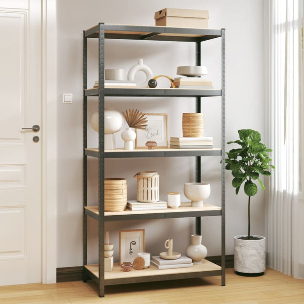 5-Layer Heavy-duty Shelf Gray Steel&Engineered Wood