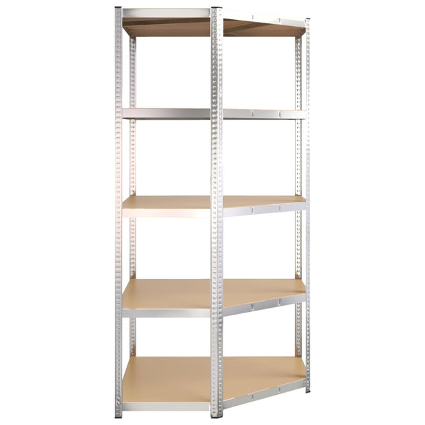 5-Layer Heavy-duty Corner Shelf Silver Steel&Engineered Wood