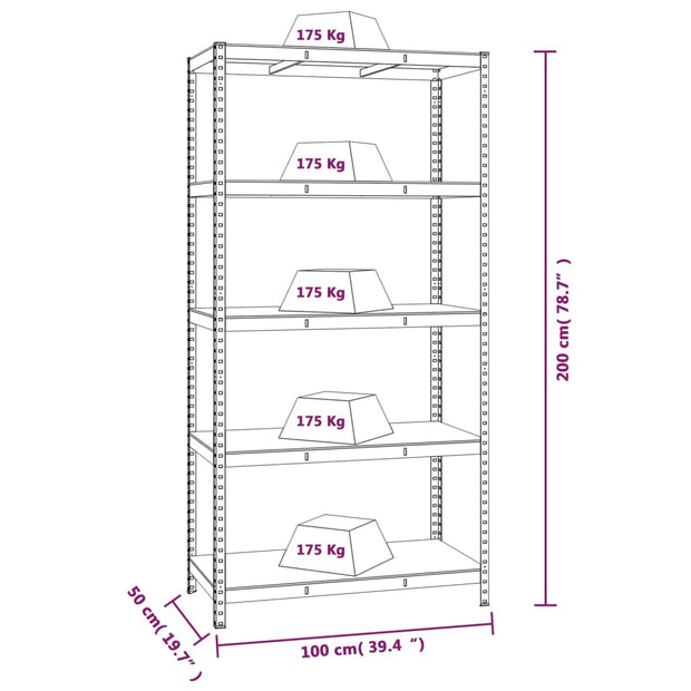 5-Layer Storage Shelf Silver Steel&Engineered Wood