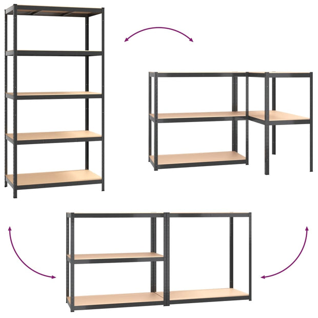 5-Layer Storage Shelf Anthracite Steel&Engineered Wood