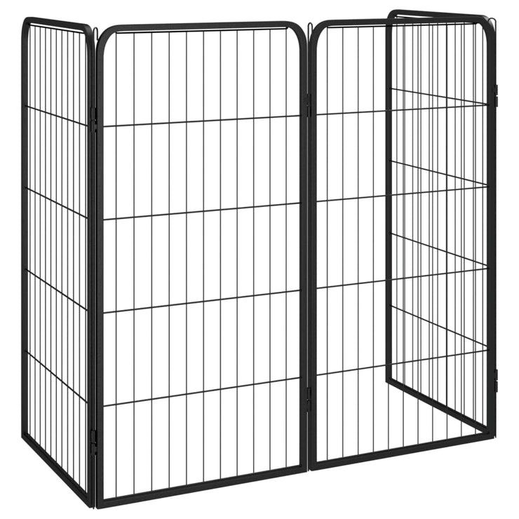 Dog Playpen 4 Panels Black 19.7"x39.4" Powder-coated Steel