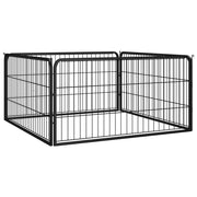 Dog Playpen 4 Panels Black 39.4"x19.7" Powder-coated Steel