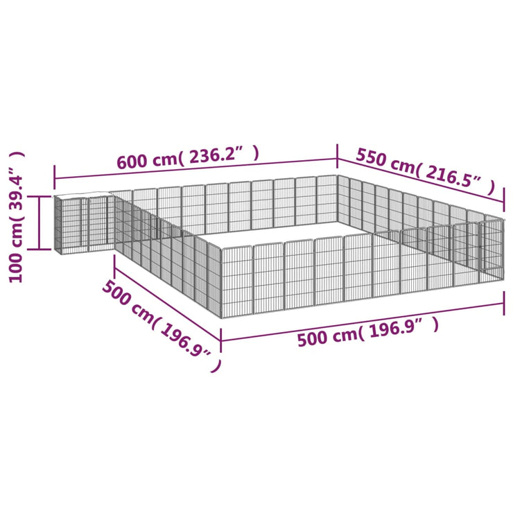 46-Panel Dog Playpen Black 19.7"x39.4" Powder-coated Steel