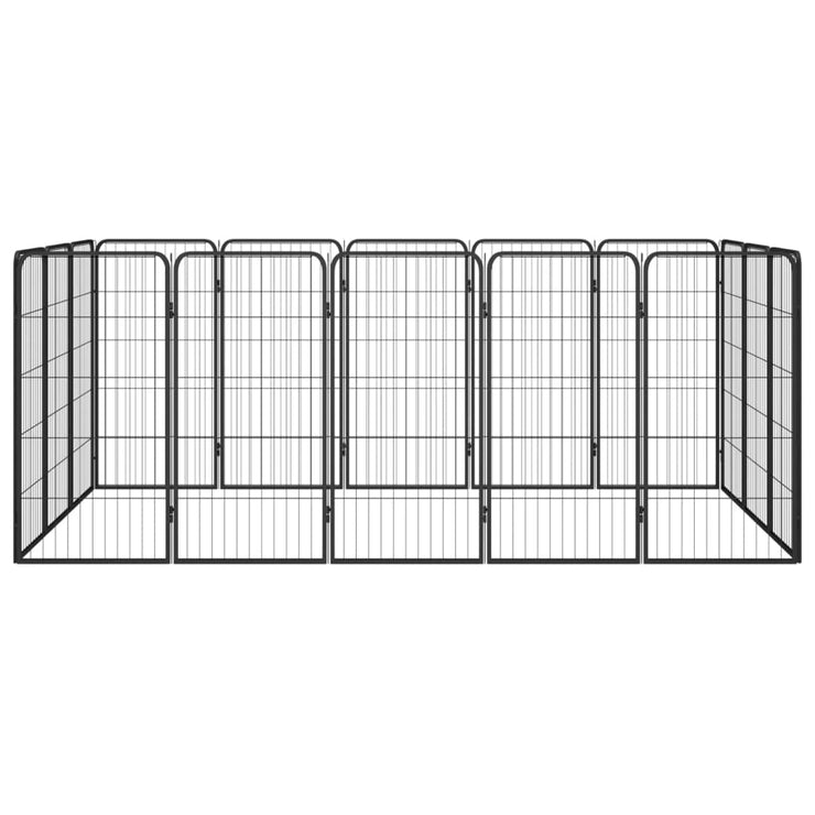 16-Panel Dog Playpen Black 19.7"x39.4" Powder-coated Steel