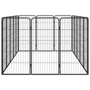 16-Panel Dog Playpen Black 19.7"x39.4" Powder-coated Steel