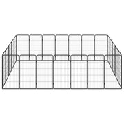 24-Panel Dog Playpen Black 19.7"x39.4" Powder-coated Steel