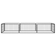 8-Panel Dog Playpen Black 39.4"x19.7" Powder-coated Steel