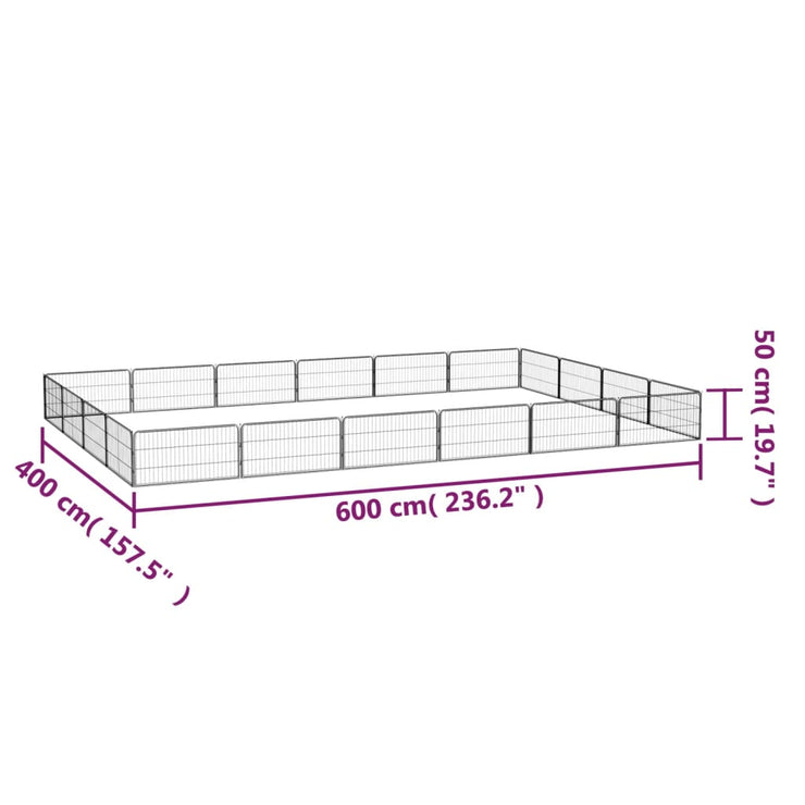 20-Panel Dog Playpen Black 39.4"x19.7" Powder-coated Steel