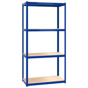 4-Layer Shelves 3 pcs Blue Steel&Engineered Wood