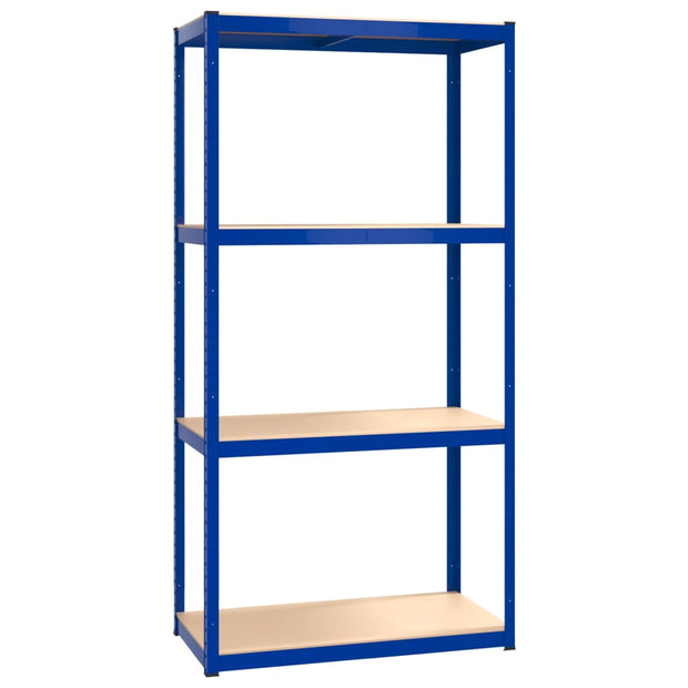 4-Layer Shelves 4 pcs Blue Steel&Engineered Wood