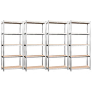 5-Layer Shelves 4 pcs Silver Steel&Engineered Wood