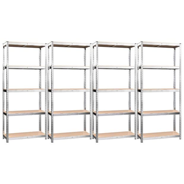 5-Layer Shelves 4 pcs Silver Steel&Engineered Wood