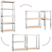 5-Layer Shelves 4 pcs Silver Steel&Engineered Wood