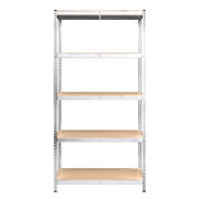 5-Layer Heavy-duty Shelves 2 pcs Silver Steel&Engineered Wood