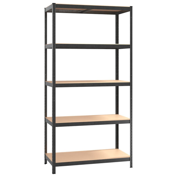 5-Layer Heavy-duty Shelves 2 pcs Gray Steel&Engineered Wood