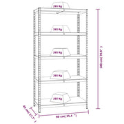 5-Layer Heavy-duty Shelves 2 pcs Gray Steel&Engineered Wood