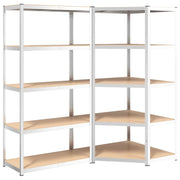 5-Layer Heavy-duty Shelves 2 pcs Silver Steel&Engineered Wood