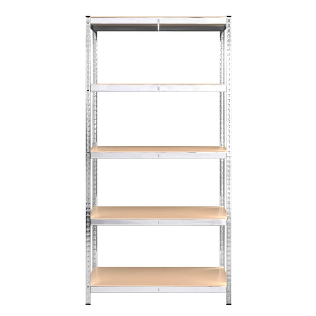 5-Layer Heavy-duty Shelves 2 pcs Silver Steel&Engineered Wood