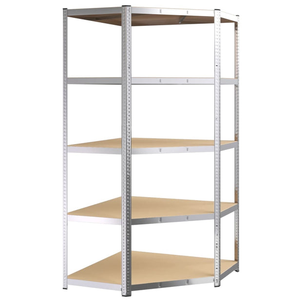 5-Layer Heavy-duty Shelves 2 pcs Silver Steel&Engineered Wood