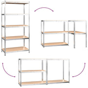 5-Layer Heavy-duty Shelves 3 pcs Silver Steel&Engineered Wood