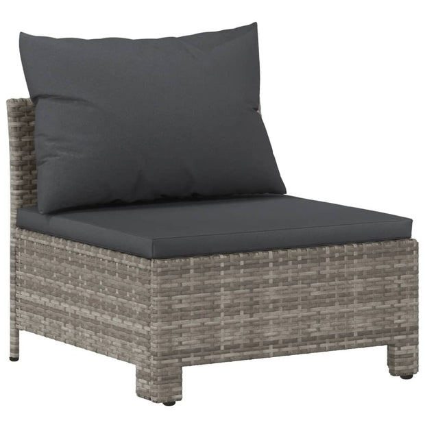 Patio Middle Sofa with Cushion Gray Poly Rattan