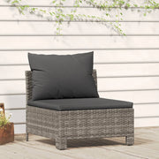 Patio Middle Sofa with Cushion Gray Poly Rattan