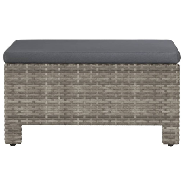 Patio Footrest with Cushion Gray Poly Rattan