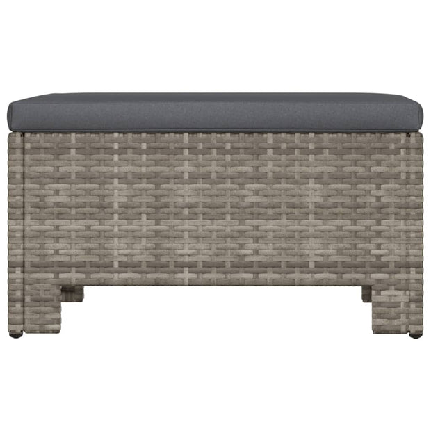 Patio Footrest with Cushion Gray Poly Rattan