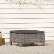 Patio Footrest with Cushion Gray Poly Rattan